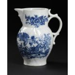 A CAUGHLEY BLUE AND WHITE MASK JUG, C1796-99 printed with the Parrot Pecking Fruit pattern, 15.5cm h