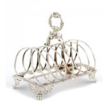 A GEORGE IV SILVER TOAST RACK, 17.5cm w, by William Eaton, London 1821, 13ozs 10dwts ++In good