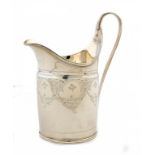 A GEORGE III SILVER BRIGHT CUT CYLINDRICAL CREAM JUG 12.5cm h, by John Mewburn, London 1795,