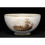 A PINXTON SLOP BASIN, 1796-1813 painted to one side with a castellated house and, to the other a