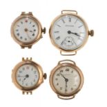 FOUR GOLD LADY'S WRISTWATCHES BY HARWOOD, WALTHAM OR SWISS MADE, EARLY 20TH C various sizes ++Sold