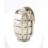 A GEORGE V SILVER HAND GRENADE NOVELTY CIGAR LIGHTER 9cm h, by Deakin & Francis Ltd, Birmingham