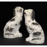 A PAIR OF STAFFORDSHIRE EARTHENWARE MODELS OF SPANIELS, C1880 21cm h ++One dog with slight graze