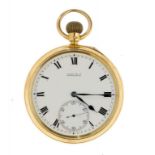 A FINE ENGLISH 18CT GOLD KARRUSEL WATCH, TERRY & CO, MANCHESTER NO 5712 the three quarter plate