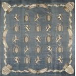 HERMES, PARIS. A WOVEN SILK SCARF, MID 20TH C 88 x 86, framed ++In apparently good condition,