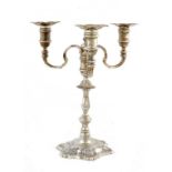 AN ELIZABETH II SILVER CANDELABRUM, 29cm h, by J B Chatterley & Sons Ltd, Birmingham 1968, 40ozs ++