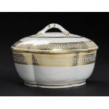 A CAUGHLEY GILT DESSERT TUREEN AND COVER, C1788-93 10cm h ++Tureen cracked No Reserve