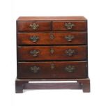 A GEORGE III MAHOGANY CHEST OF DRAWERS, C1770 with moulded top, oak lined drawers, 85cm h; 42 x 84cm