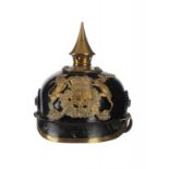A WURTTEMBERG INFANTRY PICKELHAUBE, DATED 1909 with leather lining, stamped JR 121 1909 ++The