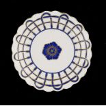 A DERBY BLUE AND GILT SCALLOPED PLATE, C1777-84 20 diam, crown over D in blue ++Gilding on rim