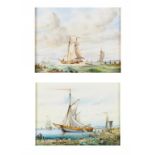 TWO ENGLISH PORCELAIN PLAQUES PAINTED BY S D NOWACKI, LATE 20TH C with shipping scenes, both signed,
