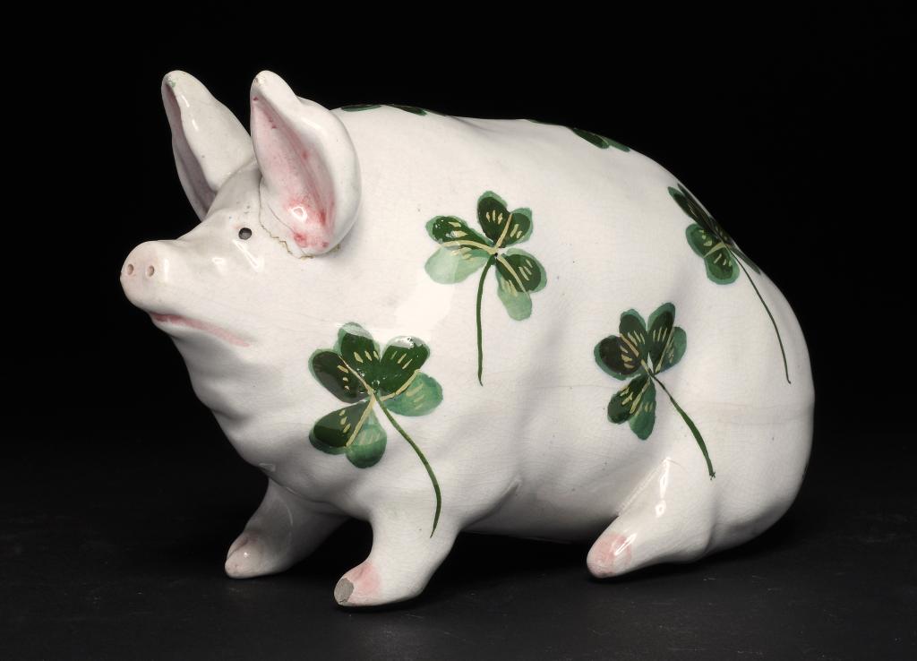 A WEMYSS WARE MODEL OF A PIGLET, C1900 10cm h, impressed mark and printed ovel mark of the