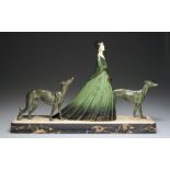 FOLLOWER OF D H CHIPARUS, C1930 FRIENDS cast metal, green, black and gilt patina and ivorine, on