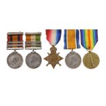 ANGLO BOER WAR-WORLD WAR ONE GROUP OF FIVE Queen's South Africa Medal, two clasps Rhodesia and