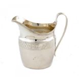 A GEORGE III SILVER OVAL CREAM JUG 9.5cm h, by Joseph Hicks of Exeter, c1800, 2ozs 10dwts ++In