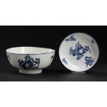 A CAUGHLEY BLUE AND WHITE SLOP BASIN AND SAUCER, C1779-88 printed with the Sliced Apple or Apple and