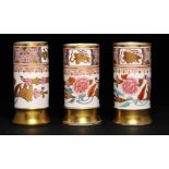THREE MATCHING SPODE SPILL VASES, C1820 10cm h and c, painted SPODE 868 ++Some slight wear to the