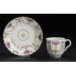 A CAUGHLEY POLYCHROME COFFEE CUP AND SAUCER, C1788-93 saucer 14cm diam Exhibited: 2005, No 179.