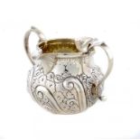 A VICTORIAN SILVER DOUBLE LIPPED GLOBULAR CREAM JUG 7cm h, by Joseph Robert Clarke, London 1896,