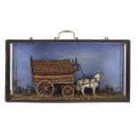 A VICTORIAN PAINTED WOOD MODEL OF A HORSE DRAWN LADEN WAGON, C 1900 inscribed F JOHNSON BALTIC