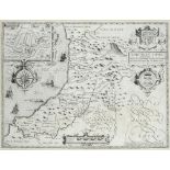 JOHN SPEED CARDIGAN-SHYRE double page engraved map from The Theatre... 1611, mounted to platemark,