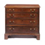 A GEORGE III MAHOGANY CHEST OF DRAWERS, C1800 the brass handles apparently original, 83cm h; 47 x