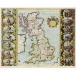 JAN JANSSON BRITANNIA... double page engraved map of the British Isles showing the Anglo Saxon