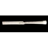 A PAIR OF GEORGE III SILVER ASPARAGUS TONGS Old English Thread pattern, crested, by George Smith and