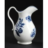 A CAUGHLEY BLUE AND WHITE BALUSTER JUG, C1779-88 printed with the Three Flowers 2 pattern, 11cm h No