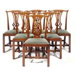 A SET OF SIX GEORGE III MAHOGANY DINING CHAIRS, C1800 95cm h ++Typical wear and knocks, some with