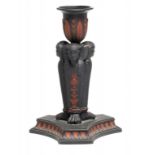 A WEDGWOOD BLACK BASALT EGYPTIAN CANDLESTICK, LATE 19TH C ornamented in Rosso Antico, 1.5cm h,