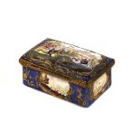 A GEORGE III SOUTH STAFFORDSHIRE ENAMEL BOX, C1780 the lid and all four sides painted with hunting