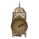 A VICTORIAN BRASS LANTERN CLOCK, 19TH C the engraved dial inscribed Peter Miller London, having