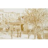 †KARL HAGEDORN, RBA (1889-1969) IBIZA MARKET signed and dated '60, pen, brown ink and wash, 26 x