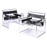 MARCEL BREUER A PAIR OF WASSILLY CHAIRS DESIGNED 1925-26 MANUFACTURED BY GAVINA, C1968 of chromium