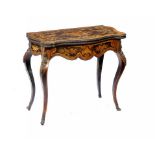 A FRENCH KINGWOOD, EBONISED AND MARQUETRY CARD TABLE, C1870 with ormolu mounts, 75cm h; 45 x