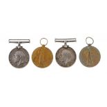 WORLD WAR ONE, TWO PAIRS British War Medal and Victory Medal, 3-7606 PTE W ATKINSON YORK R and