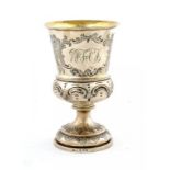 A GEORGE III CHASED AND ENGRAVED SILVER GOBLET 15.5cm h, by Christian Ker Reid, Newcastle, 8ozs