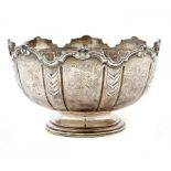 A GEORGE V SILVER ROSE BOWL 24cm diam, by Elkington & Co Ltd, Birmingham 1928, 27ozs ++In good