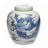 A CHINESE BLUE AND WHITE GINGER JAR AND COVER, 19TH/20TH C 22cm h ++In fine condition