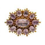 A VICTORIAN FOILED AMETHYST AND GOLD CANNETILLE MOURNING BROOCH, C1840 ++Fine quality and