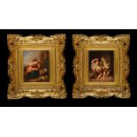 A PAIR OF GERMAN PORCELAIN PLAQUES, LATE 19TH C painted with subjects after Murillo, 22.5 x 18.