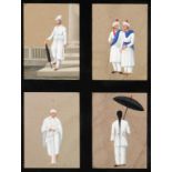 INDIAN SCHOOL, 19TH C COSTUME STUDIES OF INDIAN SERVANTS a set of eight, on mica, 14.5 x 10.5cm,