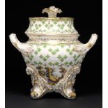 A RARE COALPORT MOULDED ICE PAIL AND COVER, C1825 the pail painted to either side with figures
