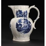 A CALCUT BLUE AND WHITE MASK JUG, C1794-96 transfer printed with the Elephant pattern, from six