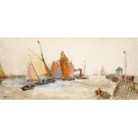 THOMAS BUSH HARDY, RBA (1842-1897) TOWING OUT OF BOULOGNE signed and inscribed, watercolour, 27 x