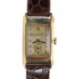 A LONGINES 9CT GOLD GENTLEMAN'S WRISTWATCH SERIAL NO 5408956 calibre 2028, the dial inscribed J W