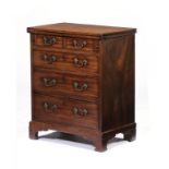 A GEORGE III MAHOGANY BACHELOR'S CHEST, C1770 with oak lined drawers and backboards, the handles and