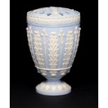 A WEDGWOOD VICTORIA WARE VASE AND GRID COVER, C1900 20cm h, impressed WEDGWOOD ++In fine condition