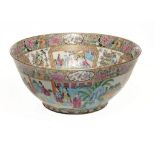 A CANTON FAMILLE ROSE BOWL, 19TH C 33.5cm diam ++In fine condition with some very slight wear to the